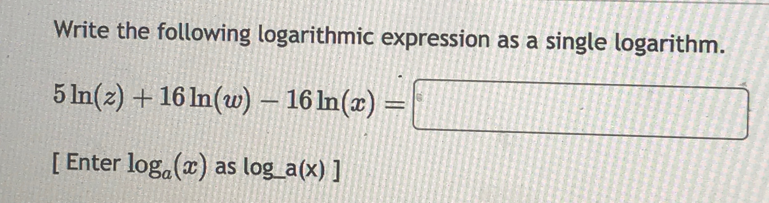 Solved Write the following logarithmic expression as a | Chegg.com