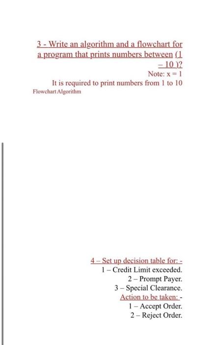 Solved 3 - Write an algorithm and a flowchart for a program | Chegg.com