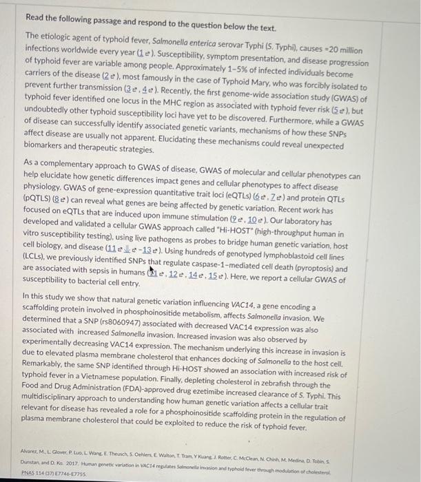 Solved Read the following passage and respond to the | Chegg.com