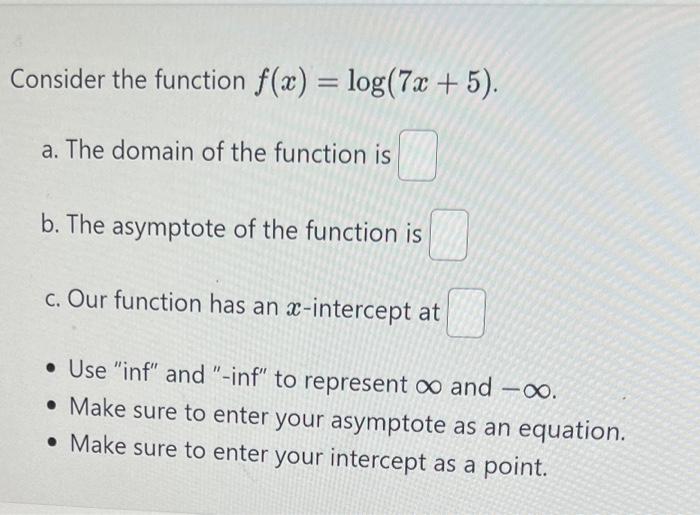 Solved Consider The Function F(x)=log3(8−9x) A. The Domain | Chegg.com