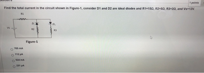 Solved 1 points Find the total current in the circuit shown | Chegg.com