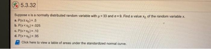Solved Suppose x is a normally distributed random variable | Chegg.com