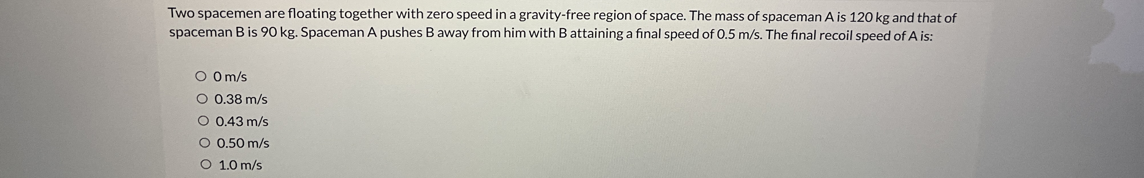 Solved Two spacemen are floating together with zero speed in | Chegg.com