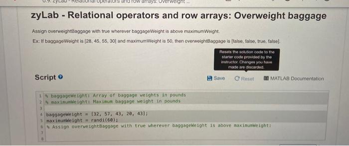 Solved dio verweight. zyLab Relational operators and row Chegg