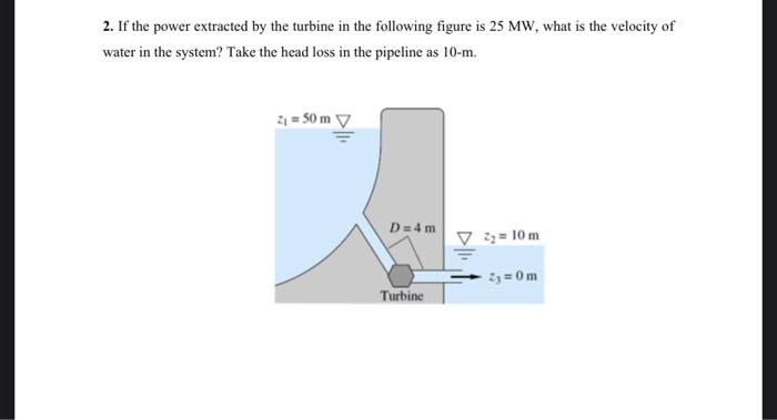Solved 2. If the power extracted by the turbine in the | Chegg.com
