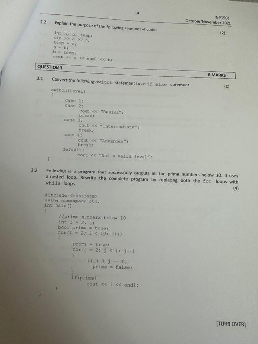 Solved 2.2 Explain the purpose of the following segment of | Chegg.com