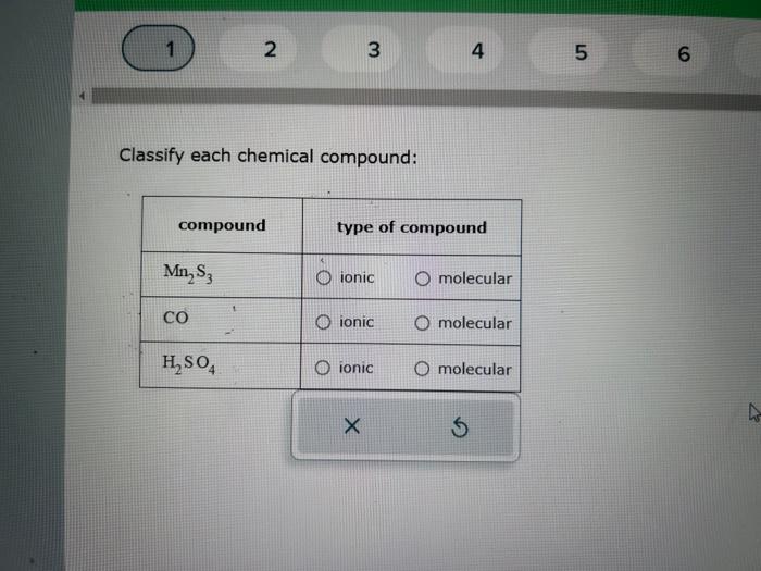Solved Classify each chemical compoundWrite the chemical