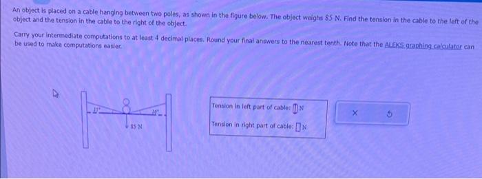 Solved An object is placed on a cable hanging between two | Chegg.com
