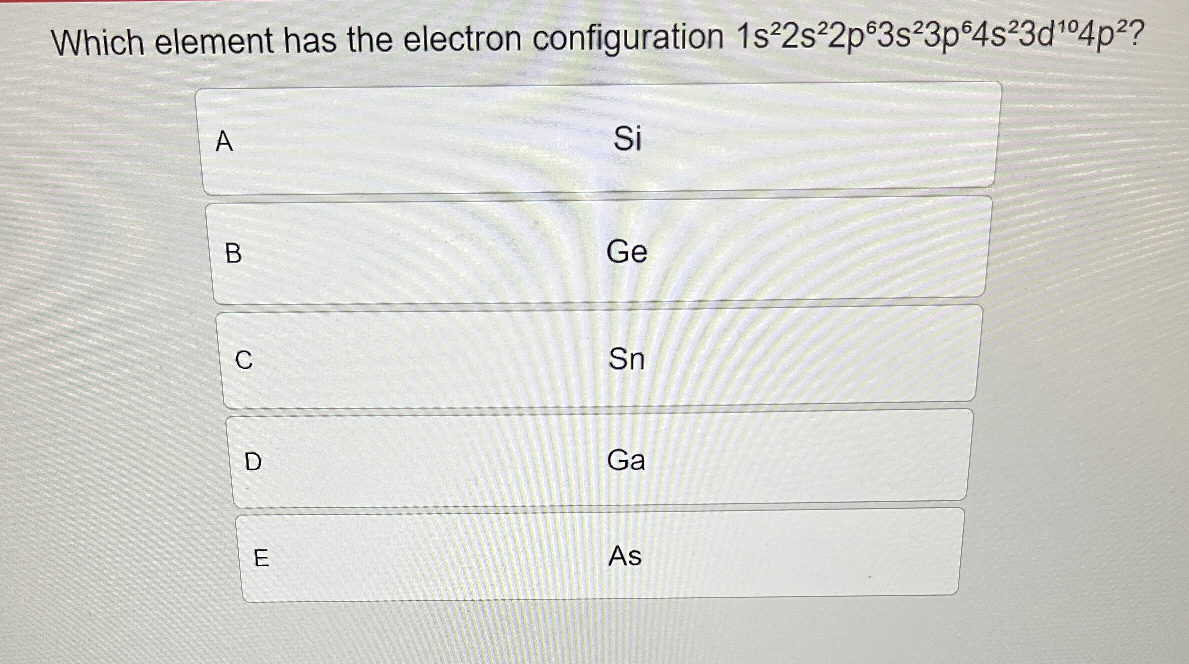 Solved Which element has the electron configuration | Chegg.com