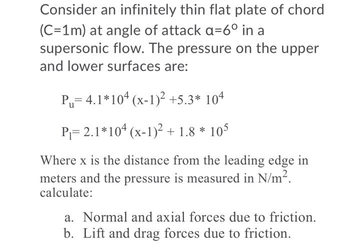 Solved Consider An Infinitely Thin Flat Plate Of Chord | Chegg.com