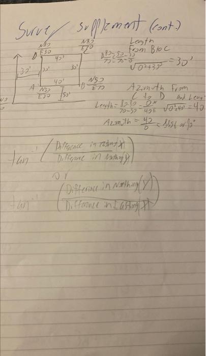 Solved how to calculate an azimuth in surveying between two | Chegg.com