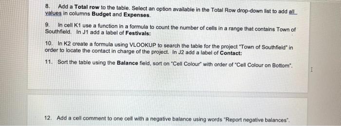 Solved 8. Add a Total row to the table. Select an option | Chegg.com