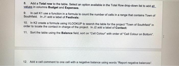 Solved 8. Add a Total row to the table. Select an option Chegg