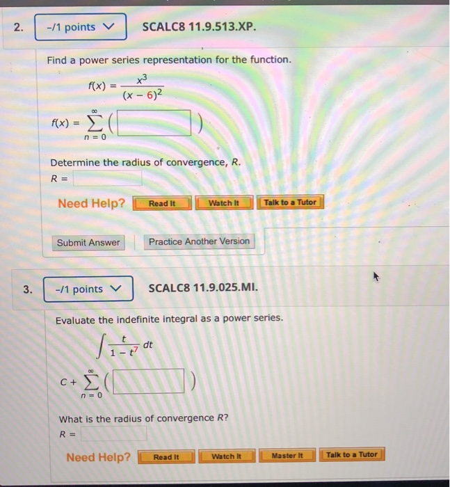 Solved 2 1 Points V Scalc8 11 9 513 Xp Find A Power S Chegg Com