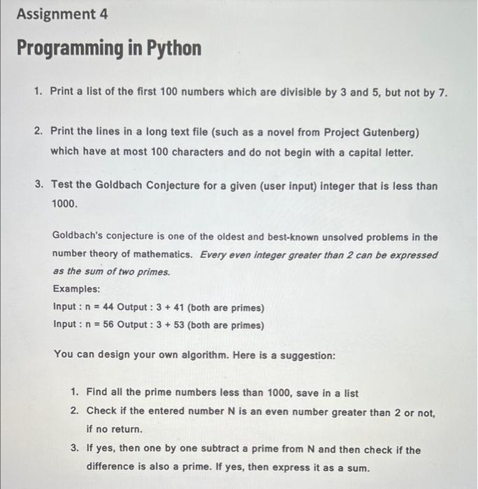 assignment 4 divisible by 3 python