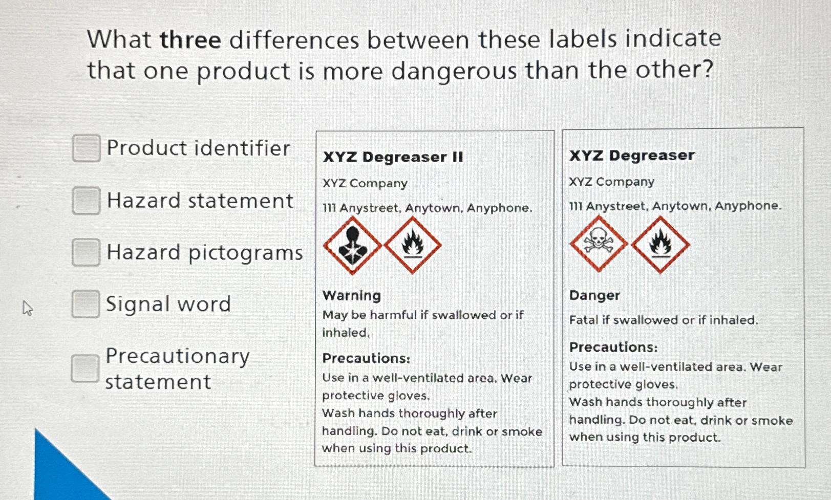 Solved What three differences between these labels indicate | Chegg.com