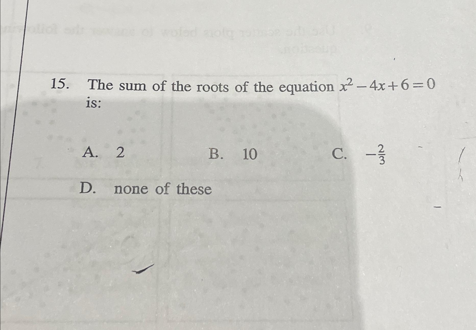 the sum of the roots of 3x 2 11x 4 0 is