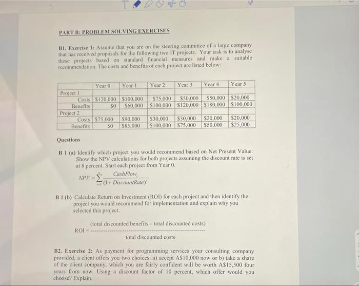 Solved PART B: PROBLEM SOLVING EXERCISES B1. Exercise 1: | Chegg.com