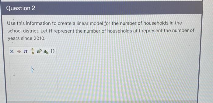 Solved Use this information to create a linear model for the | Chegg.com