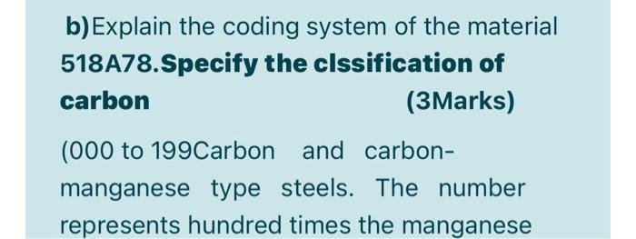 Solved b) Explain the coding system of the material | Chegg.com