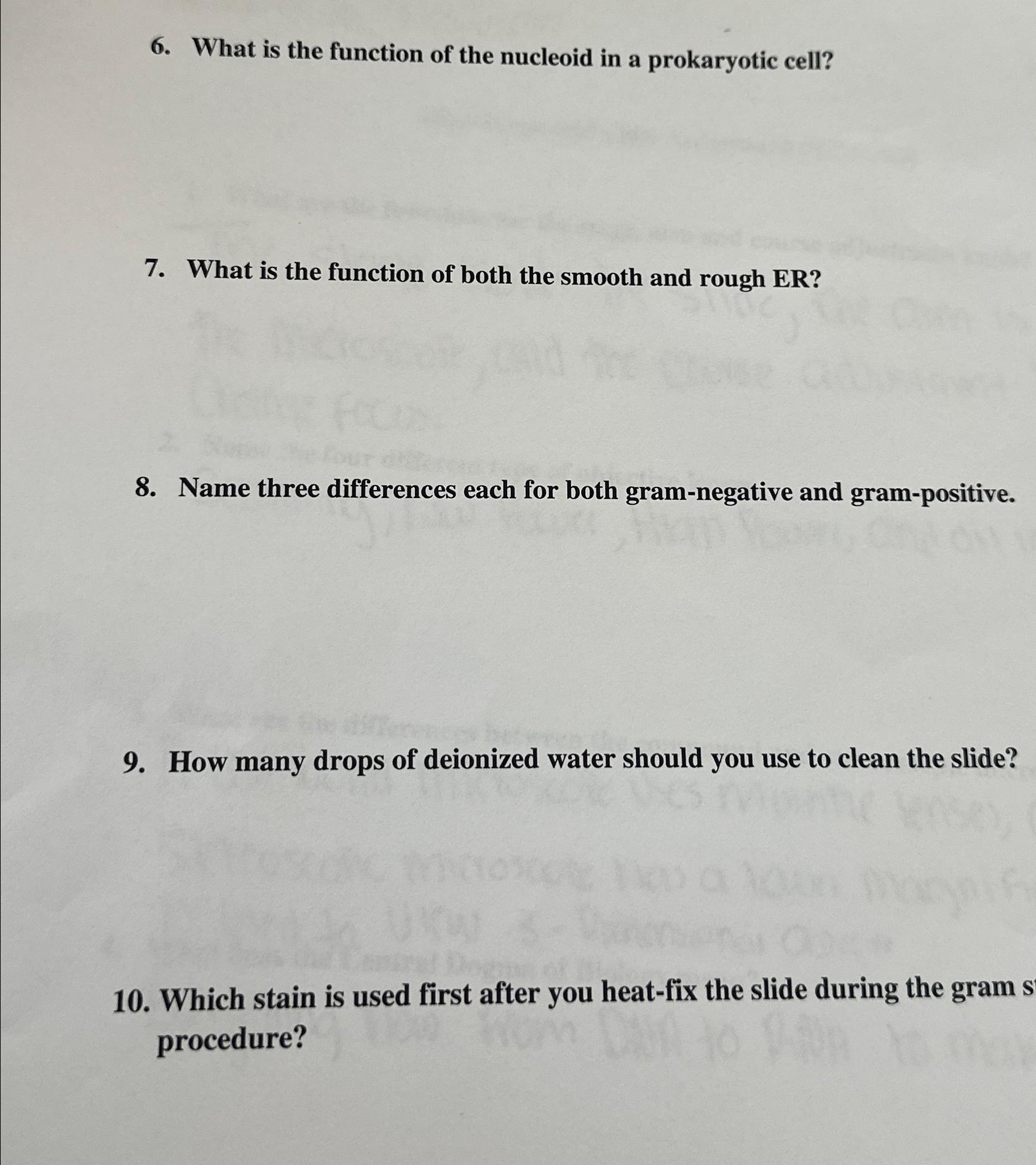 Solved What is the function of the nucleoid in a prokaryotic