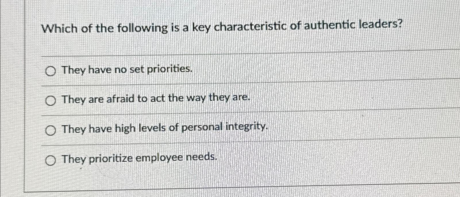 Solved Which of the following is a key characteristic of | Chegg.com