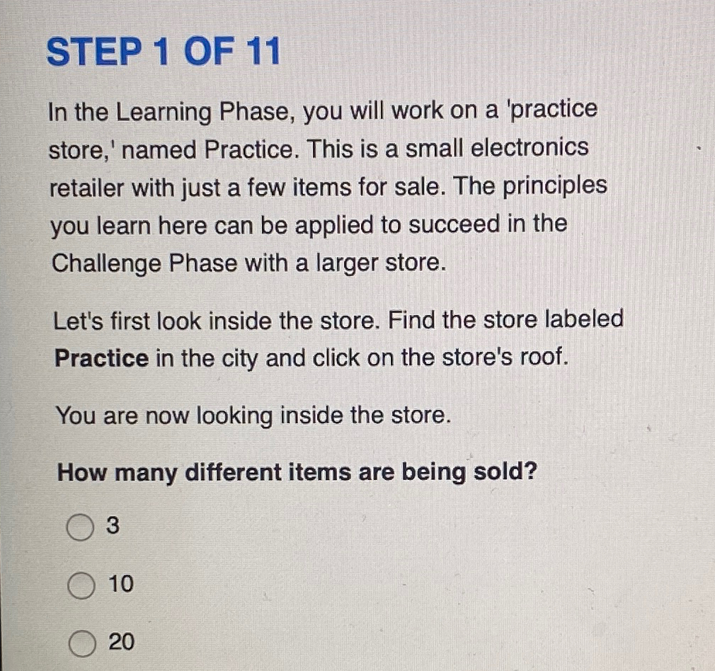 Solved STEP 1 ﻿OF 11In the Learning Phase, you will work on | Chegg.com