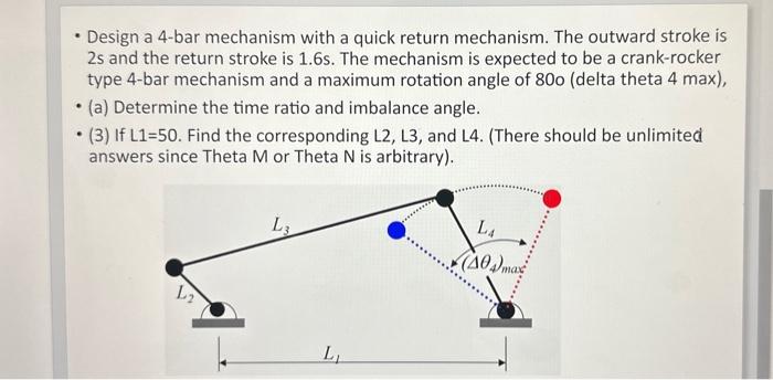 Solved - Design a 4-bar mechanism with a quick return | Chegg.com