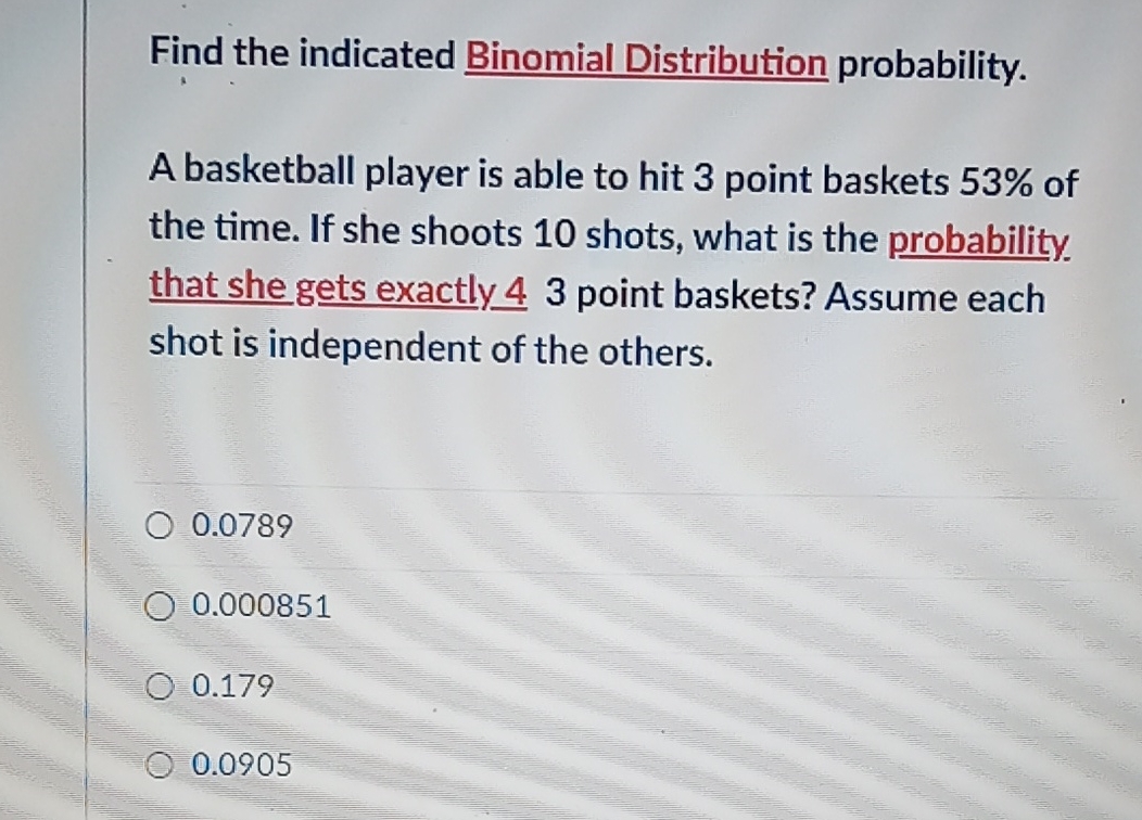 Solved Find the indicated Binomial Distribution | Chegg.com