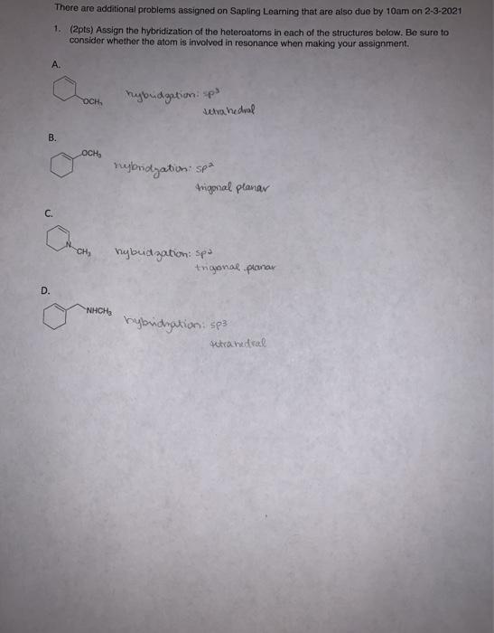 Solved There are additional problems assigned on Sapling | Chegg.com