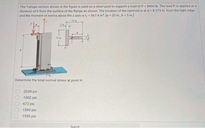 Solved The T-shape section shown in the figure is used as a | Chegg.com