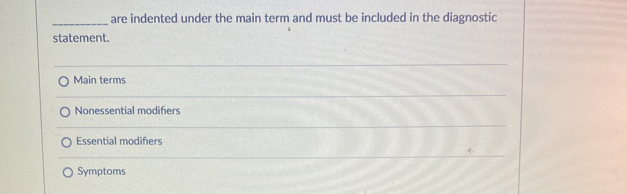 are indented under the main term and must be included | Chegg.com