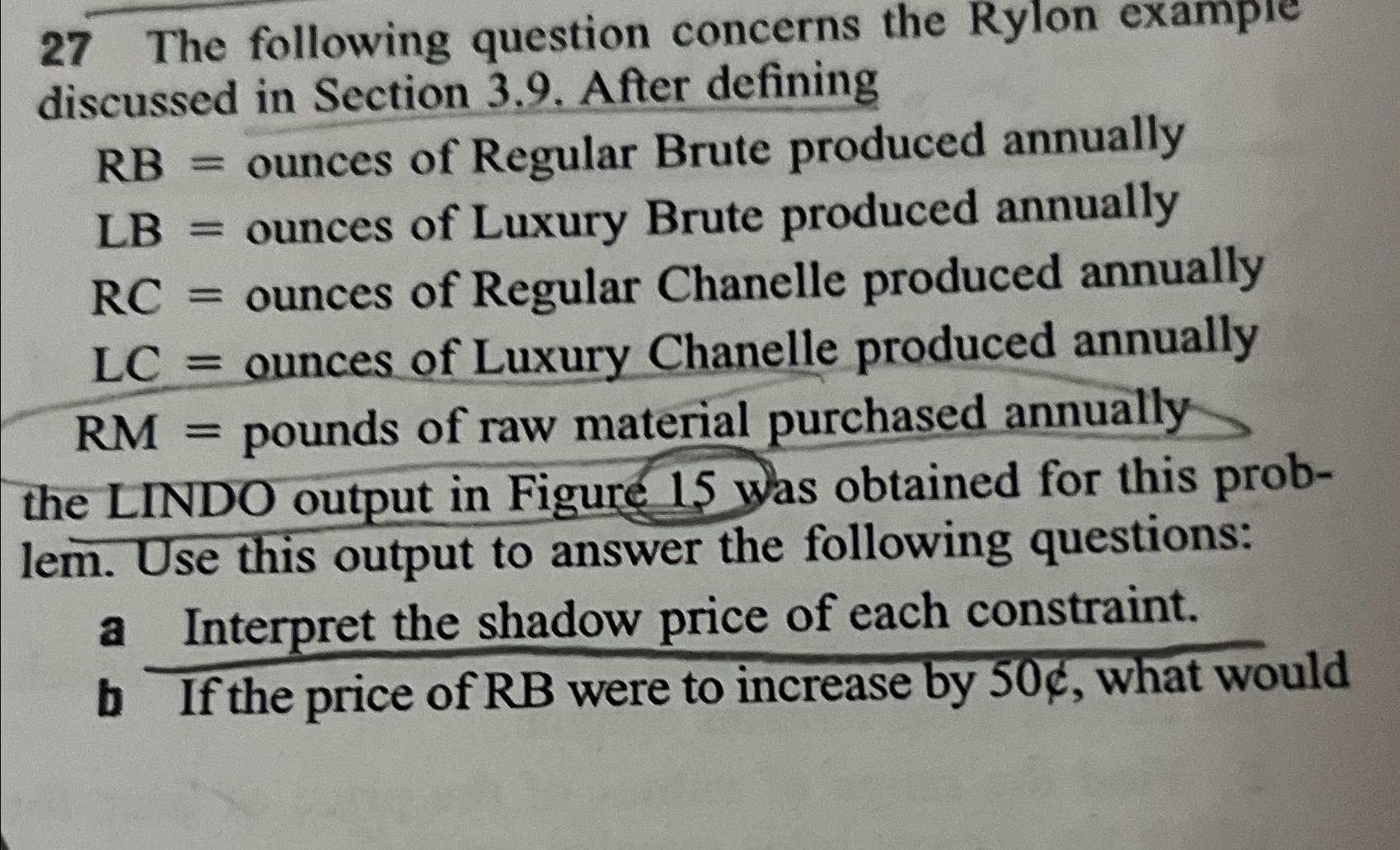 Solved 27 ﻿The following question concerns the Rylon example | Chegg.com