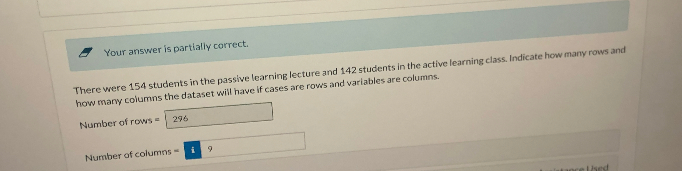 Solved Your answer is partially correct.There were 154 | Chegg.com