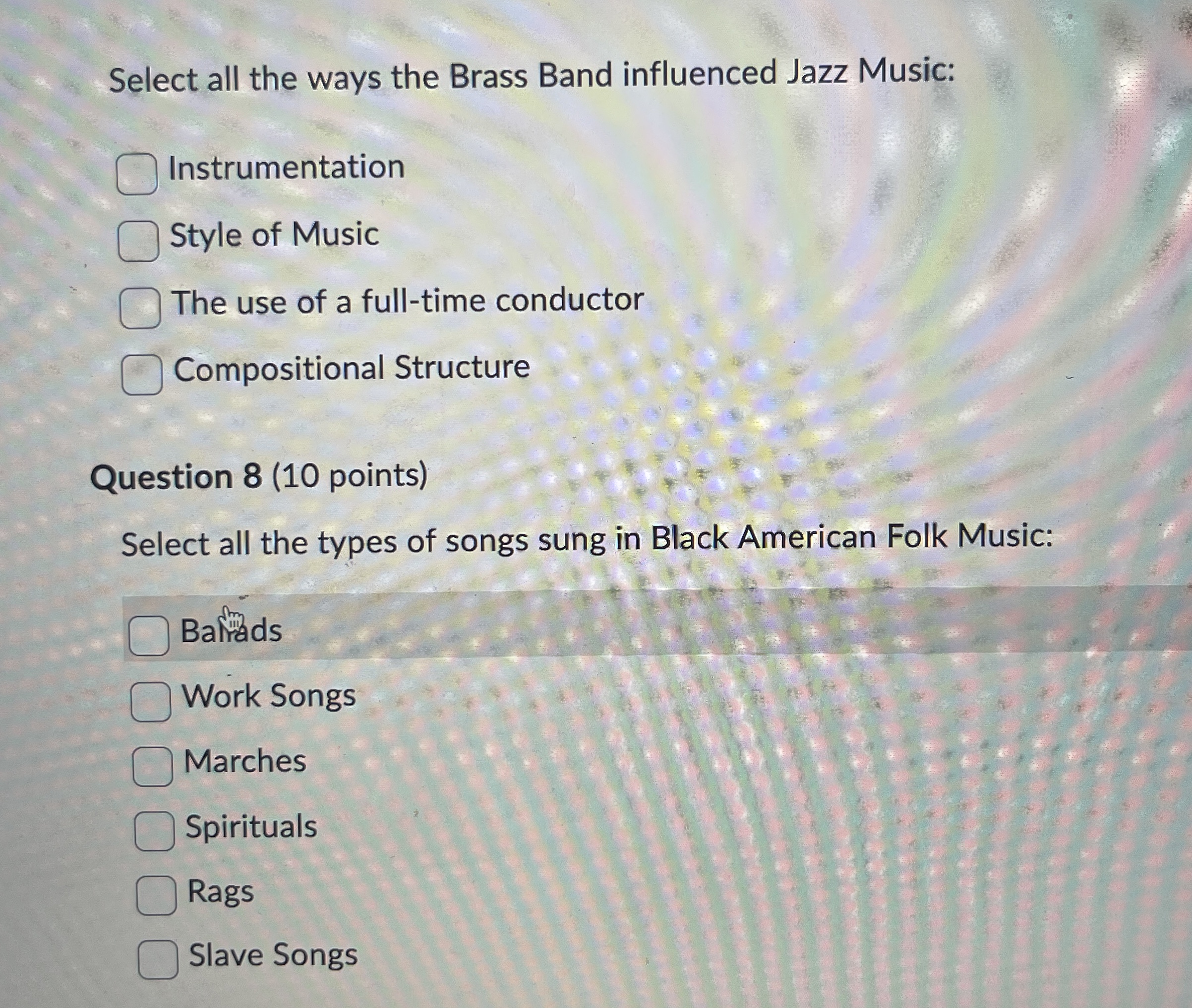 Solved Select all the ways the Brass Band influenced Jazz