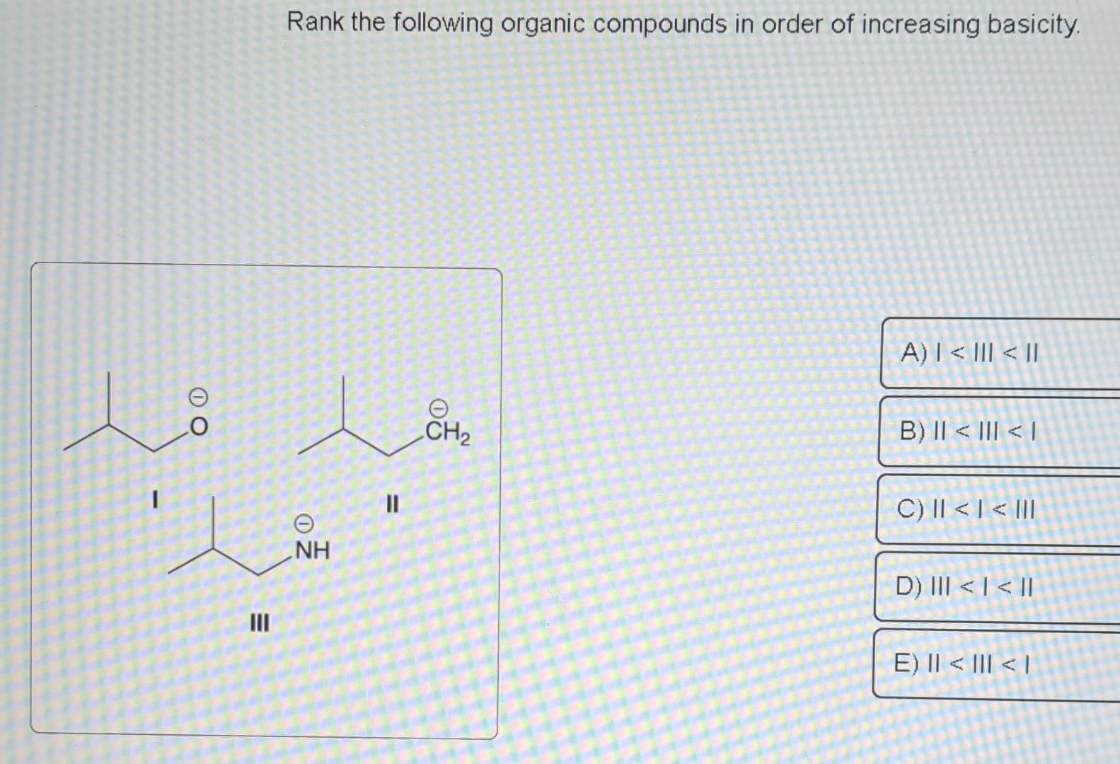 Solved Rank the following organic compounds in order of | Chegg.com