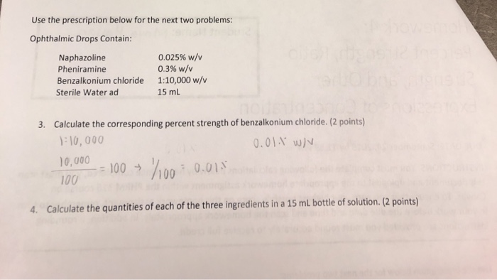 Solved Use The Prescription Below For The Next Two Proble Chegg Com