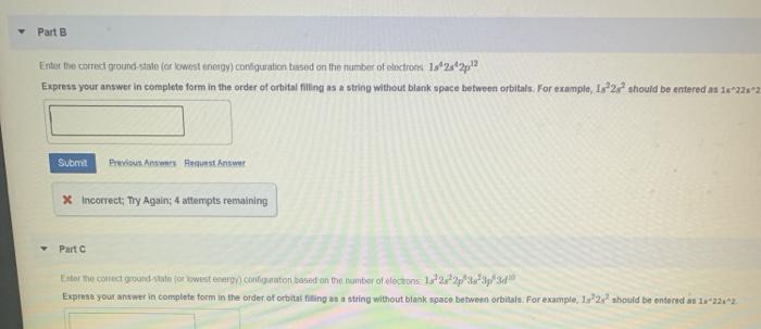 Solved se 9.98 Part B Enter the correct ground state for | Chegg.com