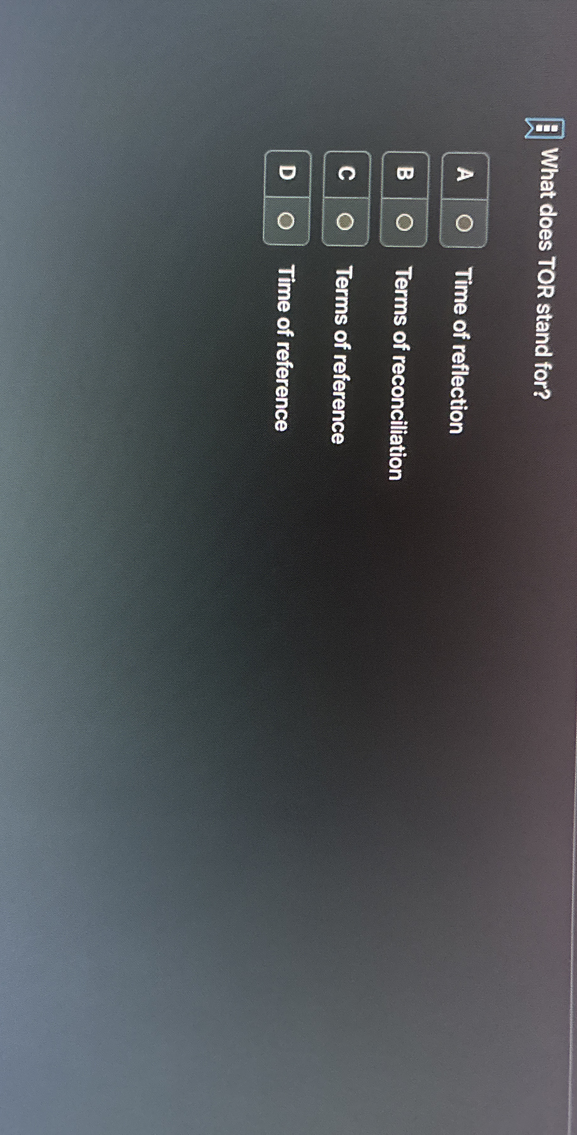 [Solved] What does TOR stand for? A , O Time of reflectio