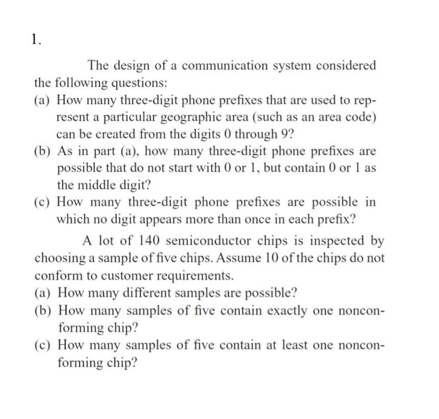 Solved 1. The design of a communication system considered | Chegg.com