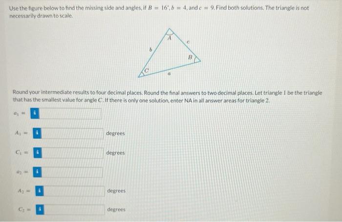 Solved Use the figure below to find the missing side and | Chegg.com