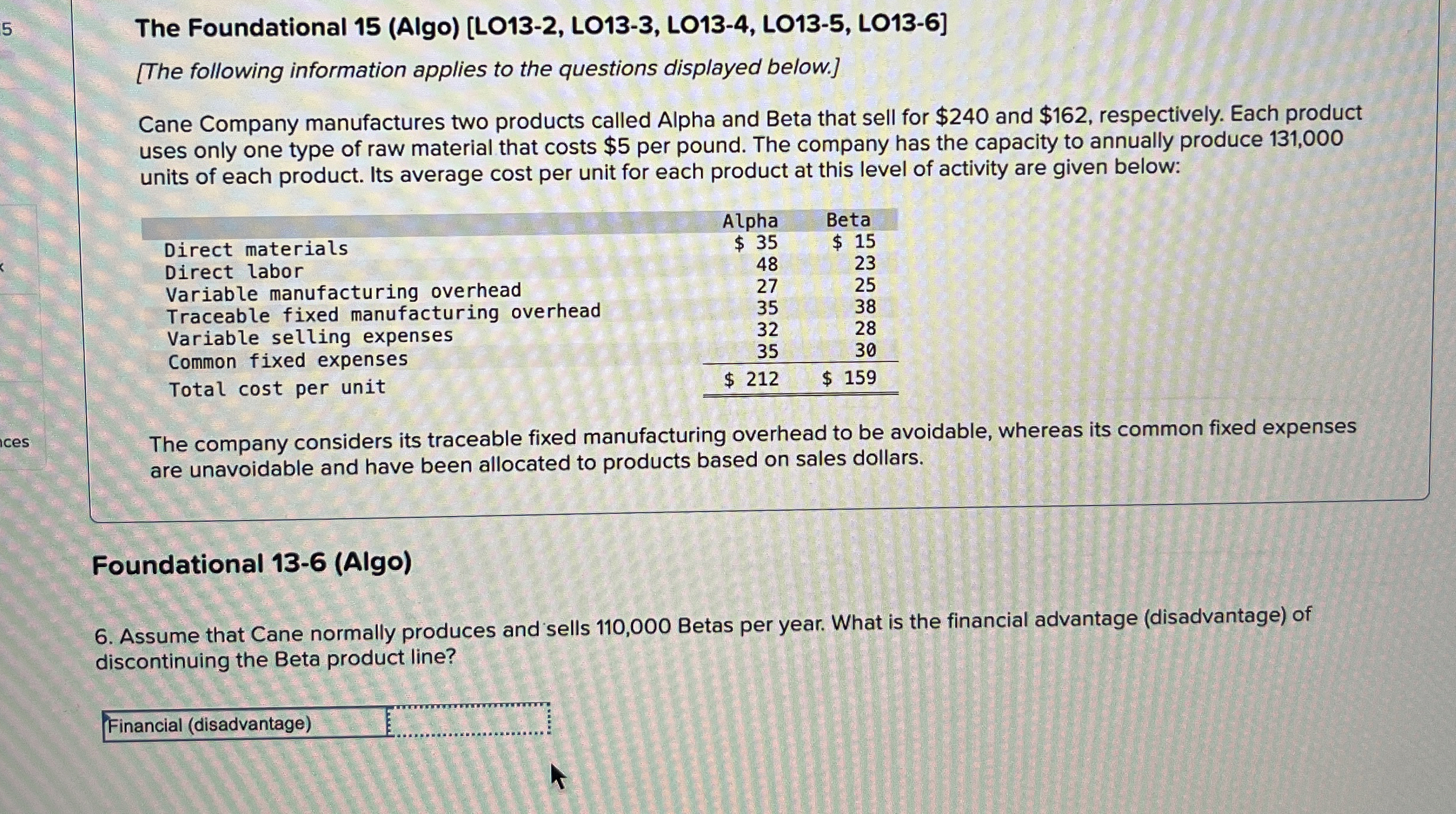 Solved Help me solve this problem for managerial accounting. | Chegg.com