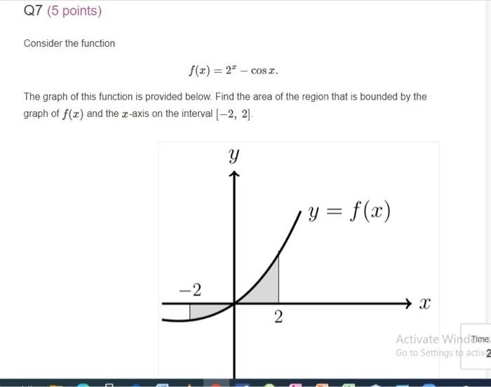 Solved Q7 (5 points) Consider the function f(x) = 2* - cos | Chegg.com
