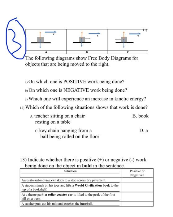Solved The following diagrams show Free Body Diagrams for