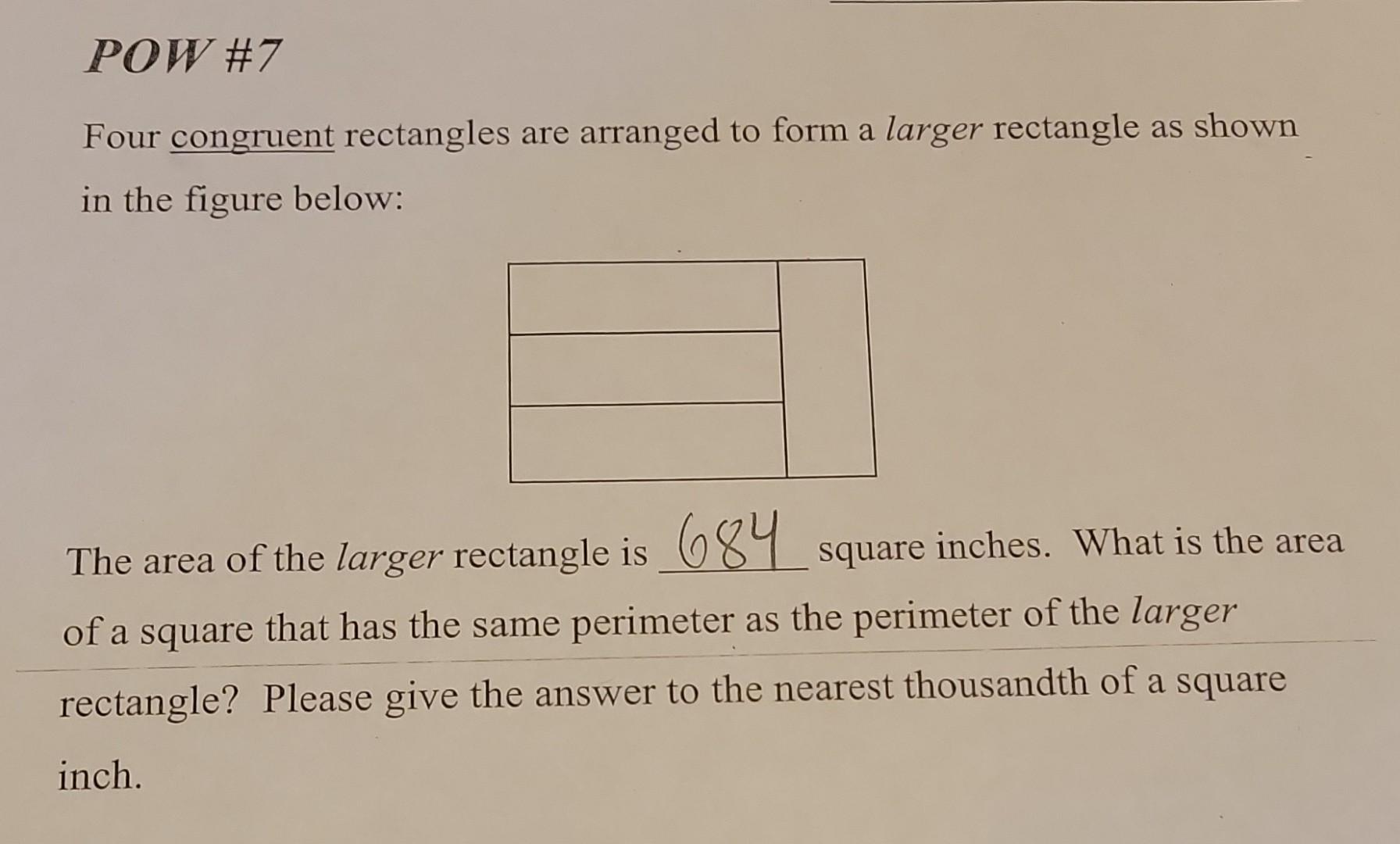 Solved Four congruent rectangles are arranged to form a | Chegg.com