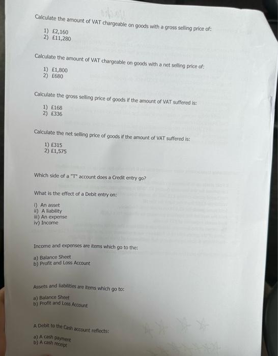 Solved Calculate the amount of VAT chargeable on goods with