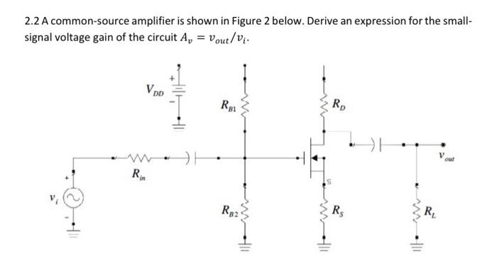Solved 2.2 A common-source amplifier is shown in Figure 2 | Chegg.com