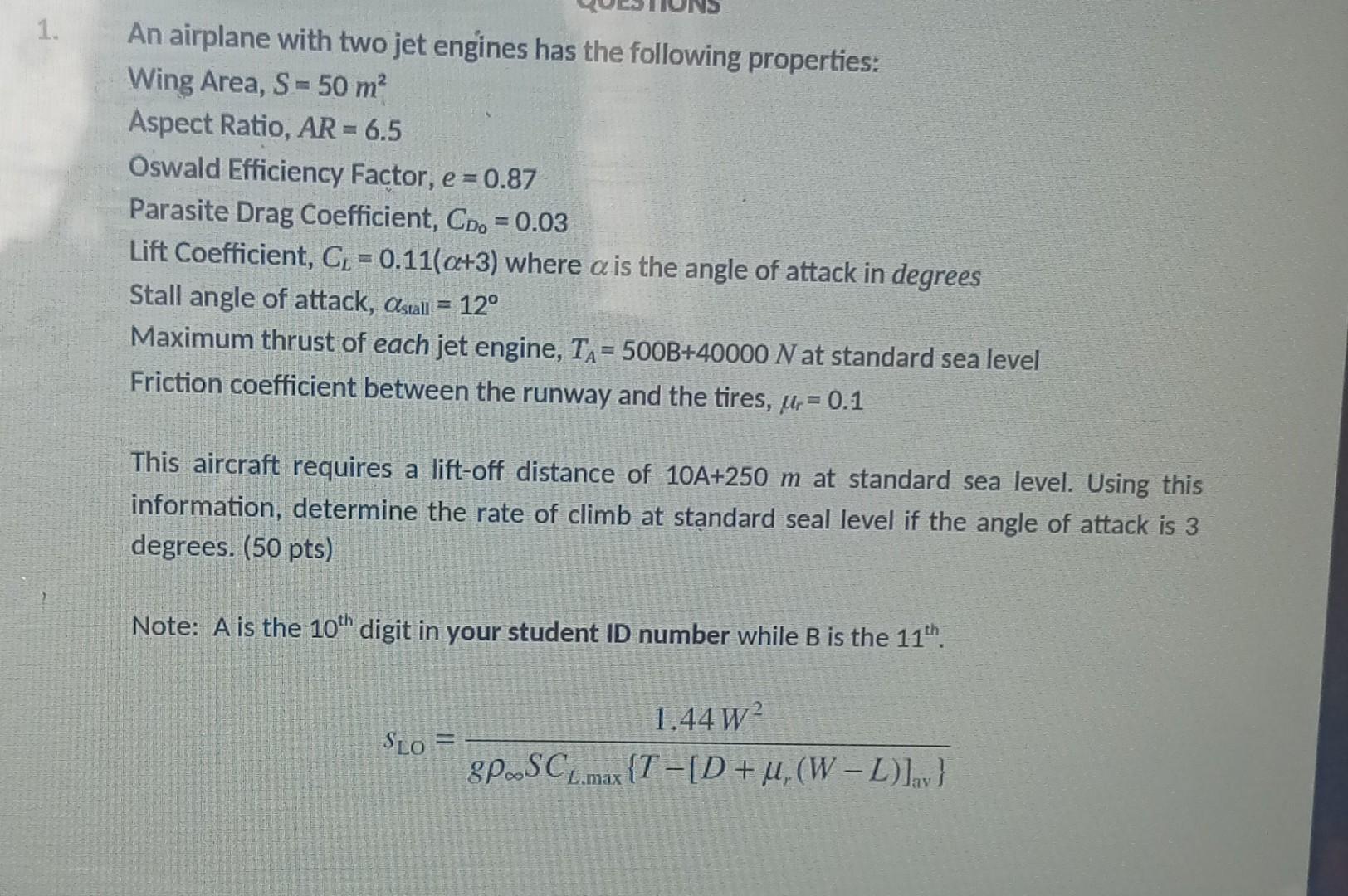 Solved An airplane with two jet engines has the following | Chegg.com
