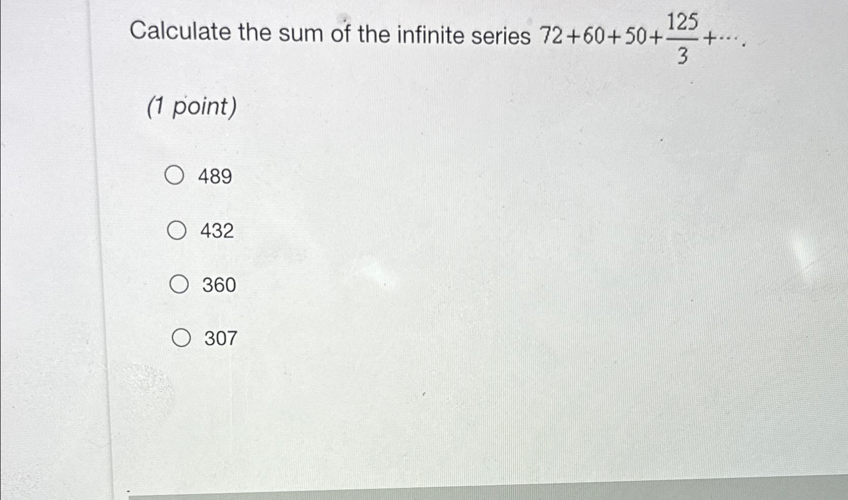 calculate sum of infinite series