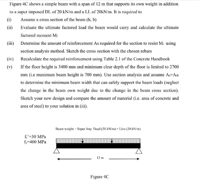 Solved Figure 4C shows a simple beam with a span of 12 m | Chegg.com